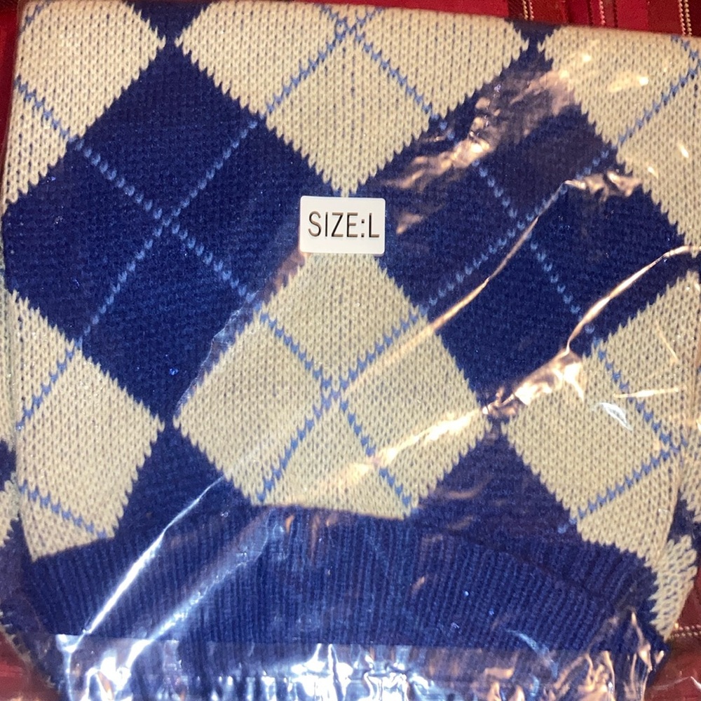Sale! New Blue and White Argyle Dog Sweater